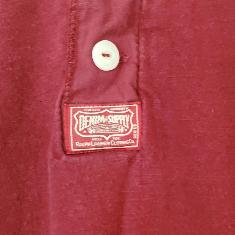 Denim & Supply Red Cotton Henley Top Size Small Buttons Closet Staple - Picture 3 of 11